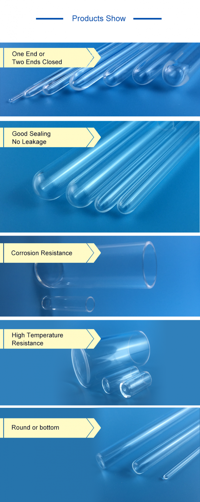 51500mm Quartz Capillary Tube Borosilicate Glass Test Tube High Purity
