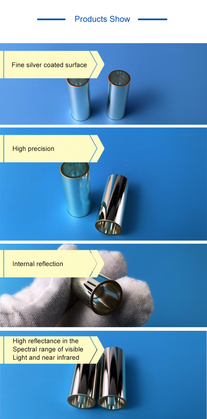 High Reflectivity Quartz Glass Test Tube Silver Coated Surface For