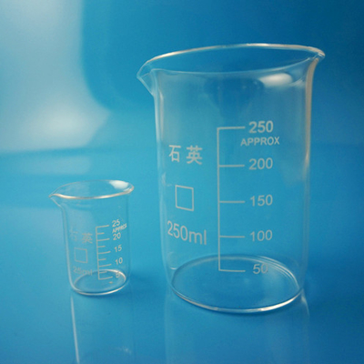 Cylinder Quartz Glass Measuring Cup High Strength For Scientific Laboratory